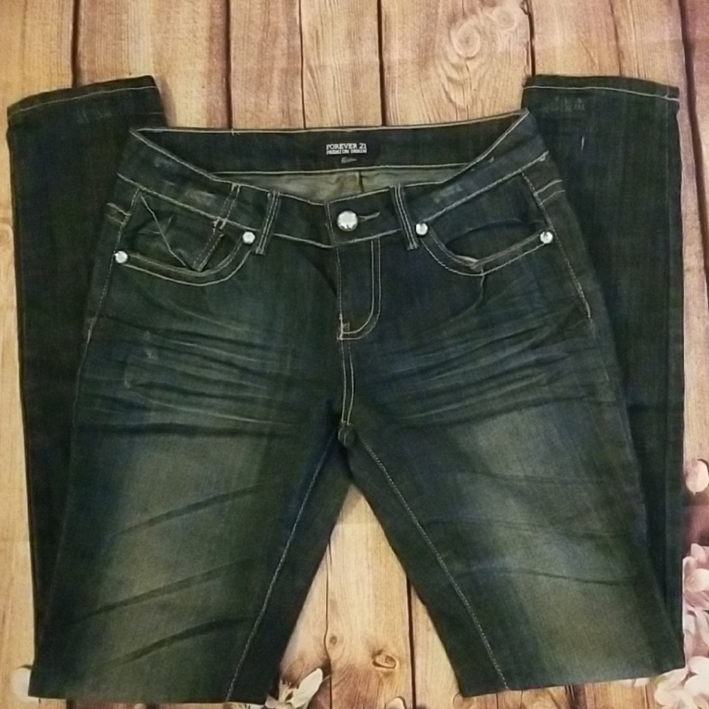 Forever 21 Premium Denim, Size 27, Dark Wash Slim Jeans